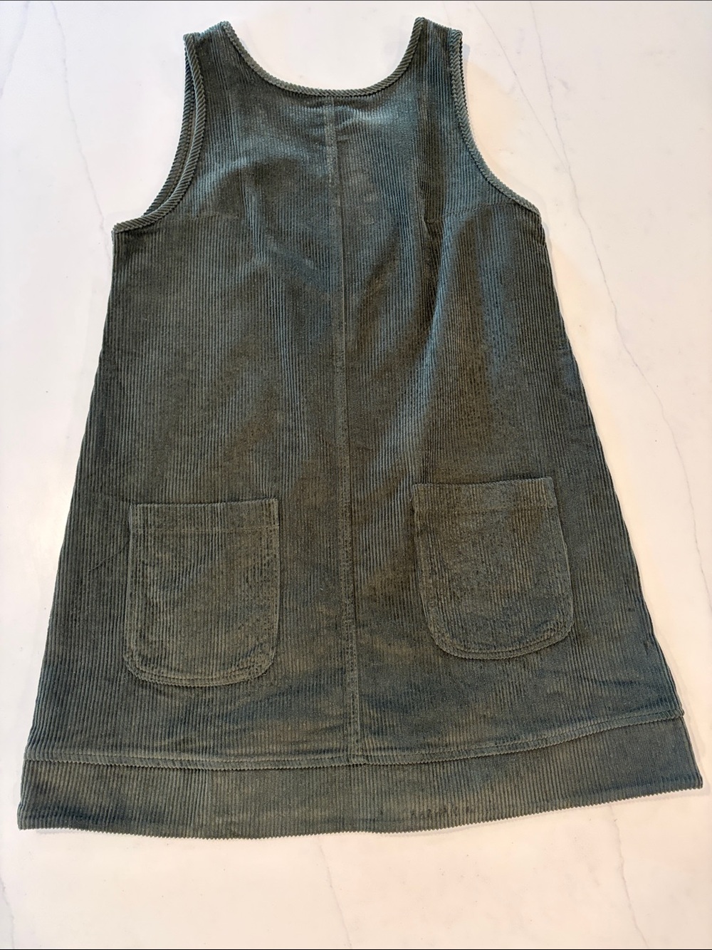 Corduroy Pocket Shift Dress in Olive Green